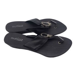 Matisse Formal Sandal Black Leather Rhinestones Size 9